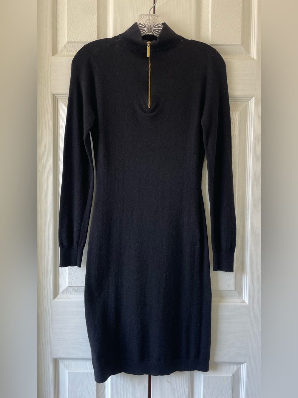 MICHAEL Michael Kors Black Choker Zip Sweater Dress Bodycon XS - Picture 3 of 8